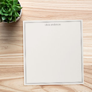 Simple Modern Black Ivory Two Border Monogram Notepad