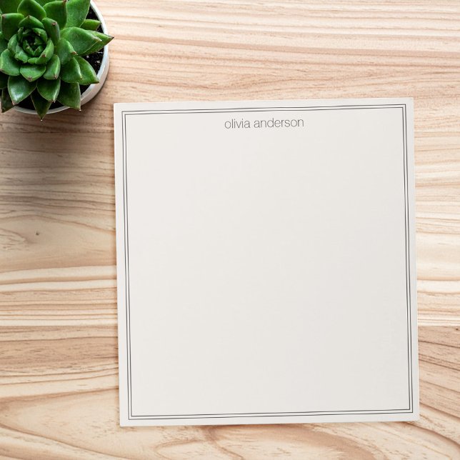 Simple Modern Black Ivory Two Border Monogram Notepad (Creator Uploaded)