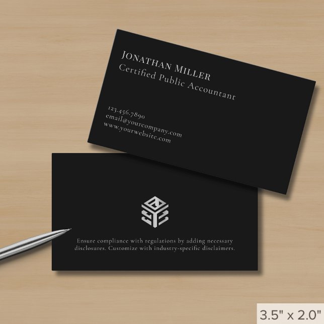 Simple Modern Black Luxe Logo Business Card (Creator Uploaded)