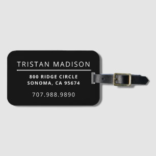 Simple Modern Black Minimalist Custom Luggage Tag