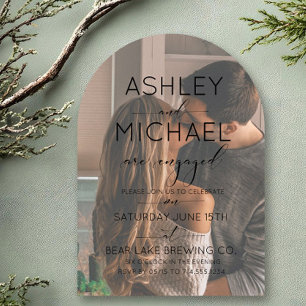 Simple Modern Black Photo Calligraphy Engagement Invitation