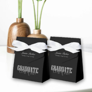 Simple Modern Black Photo Graduation Party Favour Box
