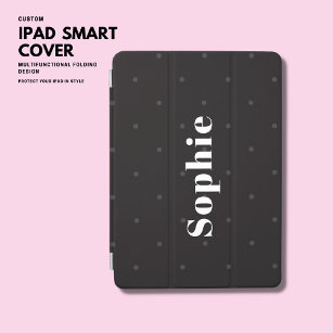 Simple Modern Black Polka Dot Monogram Retro iPad Air Cover