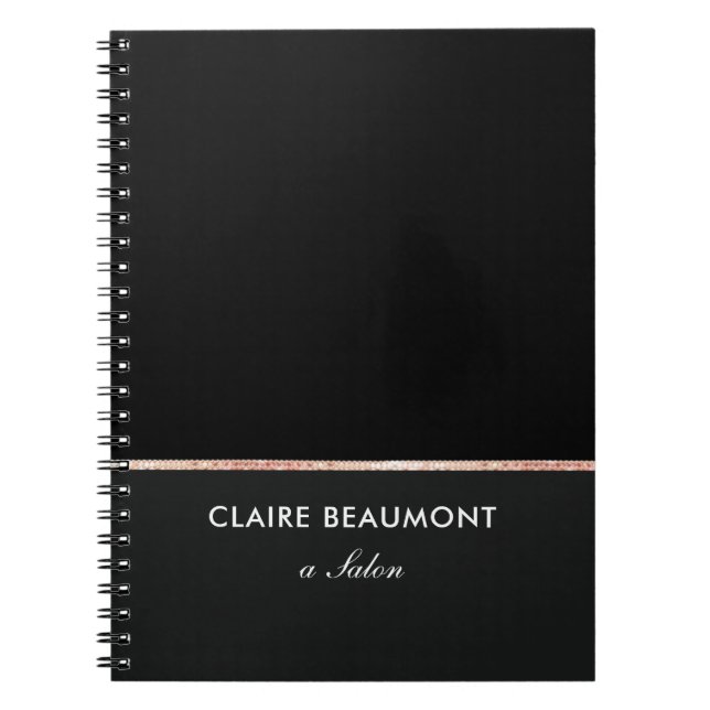 Simple Modern Black Rose Gold Sequin Notebook (Front)