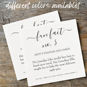 Simple Modern Black Script Fun Fact 3 Wedding Napkin