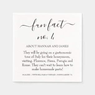 Simple Modern Black Script Fun Fact 4 Wedding Napkin