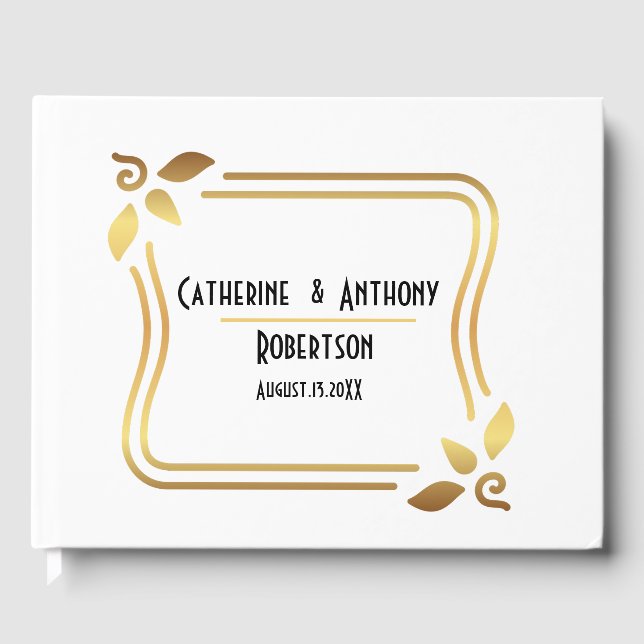 Simple Modern Black Script Wedding Guest Book (Front)