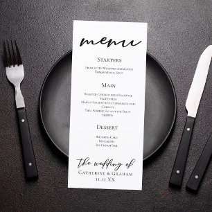 Simple Modern Black Typography Winter Wedding Menu