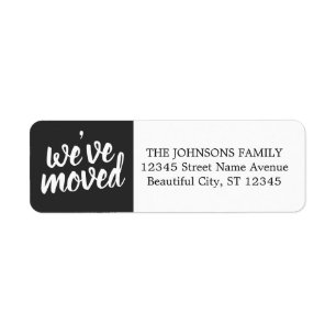 Simple Modern Black We've Moved Return Address Label