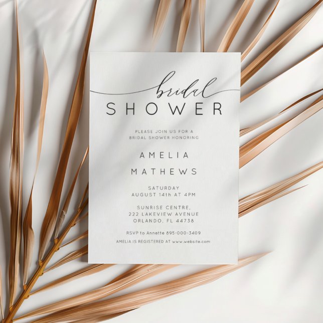 Simple Modern Black & White Bridal Shower Invitation (Creator Uploaded)