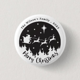 Simple Modern Black & White Christmas 3 Cm Round Badge