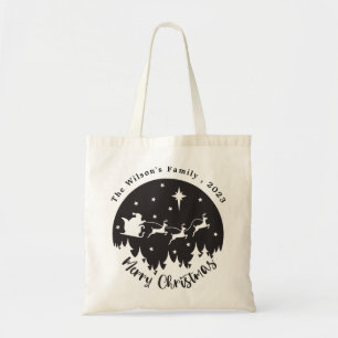 Simple Modern Black & White Christmas Tote Bag