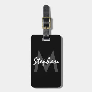 Simple Modern Black & White Chunky Monogram Luggage Tag