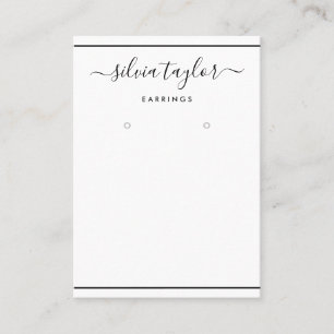 Simple Modern Black White Earring Display Card