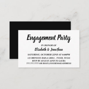 Simple/Modern Black/White Engagement Party Ticket 