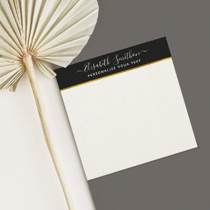 Simple Modern Black White Gold Personal Stationery Card