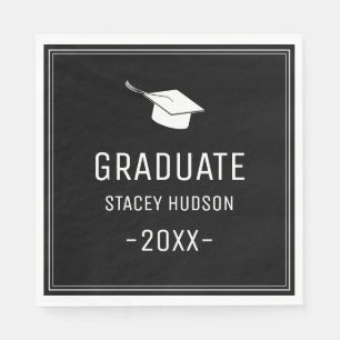 Simple Modern Black & White Graduation Party Napkin