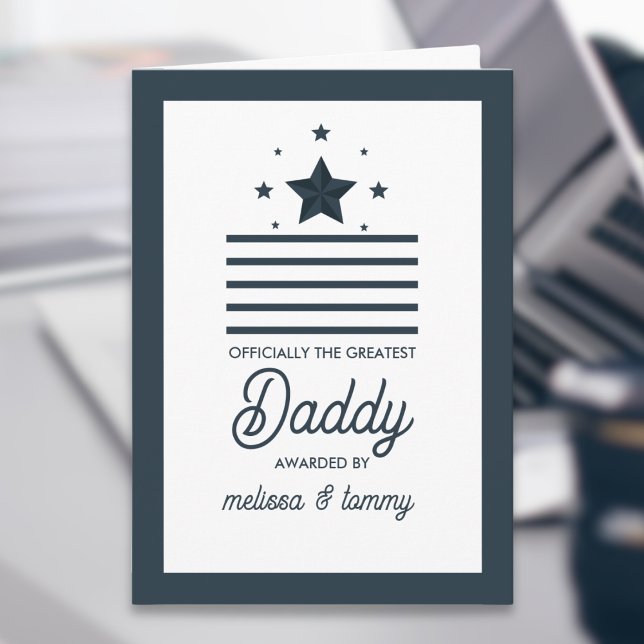 Simple Modern  Black White Greatest Dad Card (Creator Uploaded)