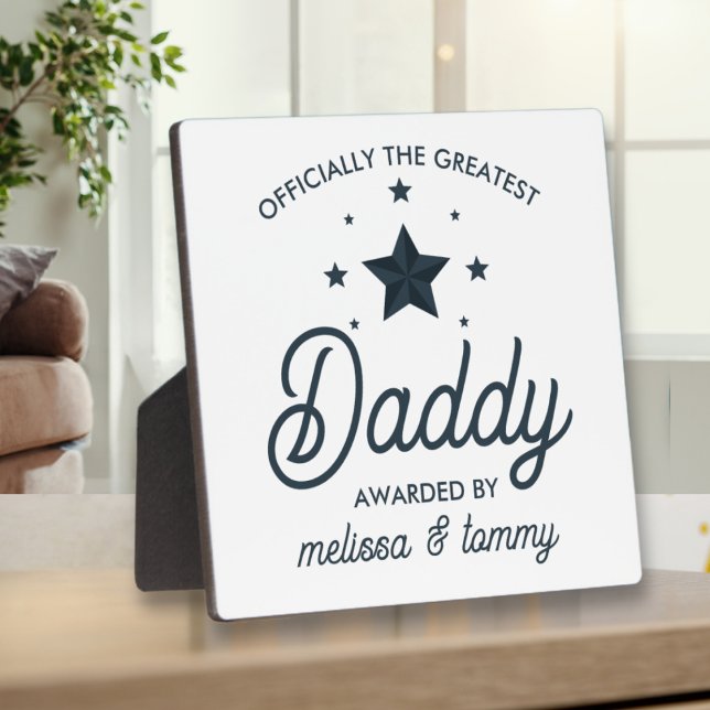 Simple Modern  Black White Greatest Dad Plaque (Creator Uploaded)