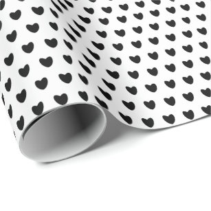 Simple Modern Black & White Hearts Wrapping Paper