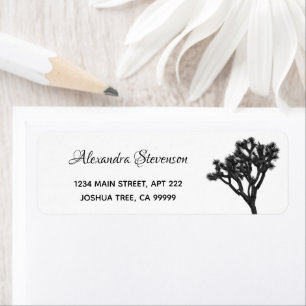 Simple Modern Black & White Joshua Tree Boho Return Address Label