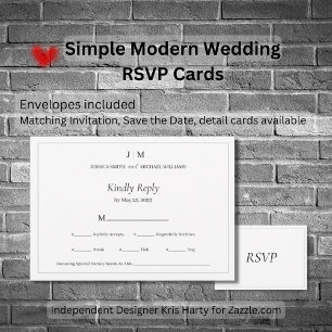 Simple Modern Black White Minimal Border RSVP Card