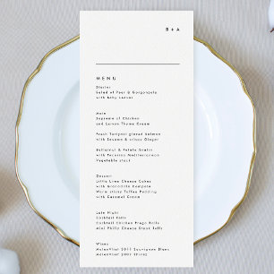 Simple Modern Black White Monogram Wedding Menu