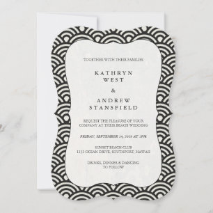Simple Modern Black + White Pattern Wedding Invite