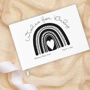 Simple Modern Black White Rainbow Baby Shower Guest Book
