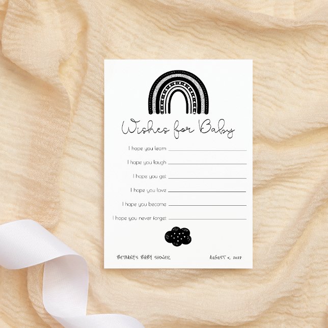 Simple Modern Black White Rainbow Wishes for Baby Card (Creator Uploaded)