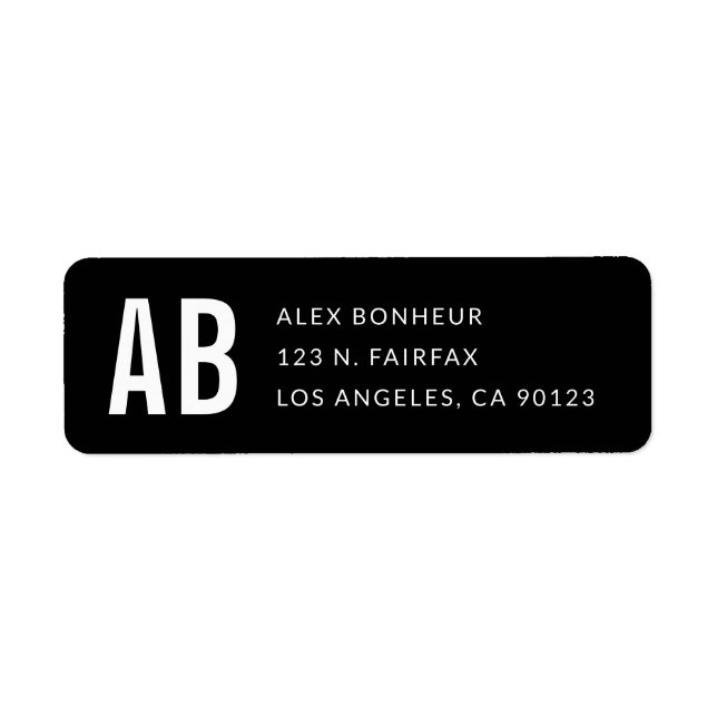 Simple Modern Black & White Return Address Label (Front)