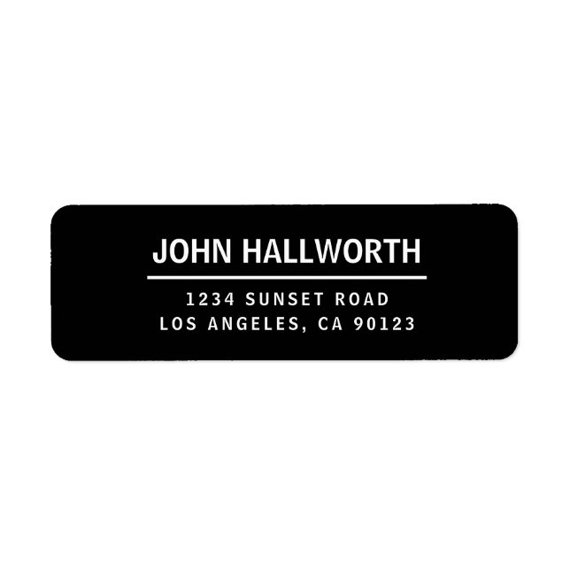 Simple Modern Black & White Return Address Label (Front)