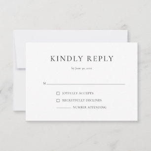 Simple Modern Black & White RSVP Reply Card