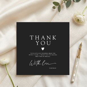 Simple Modern Black White Thank You Card