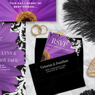 Simple Modern Black & White Wedding Envelope