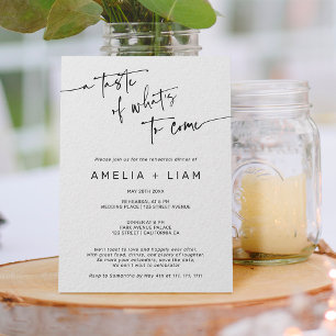 Simple modern black white wedding rehearsal dinner invitation