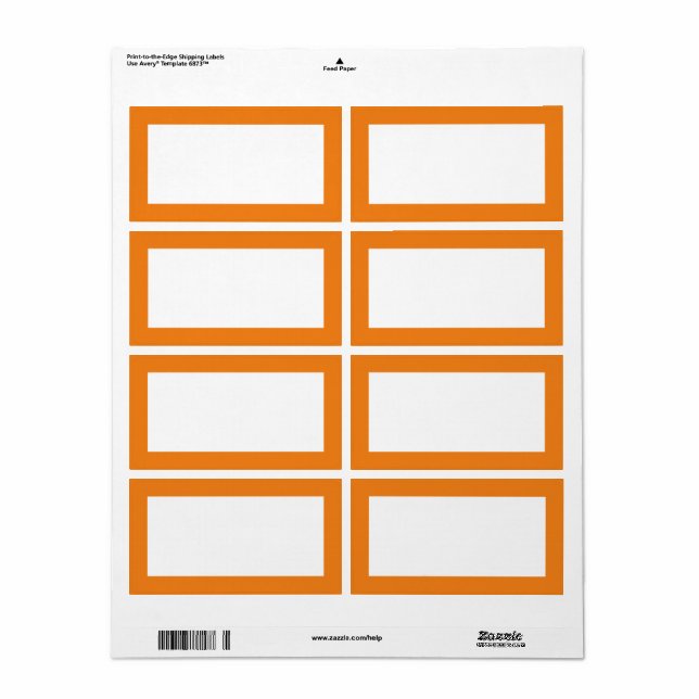 Simple Modern Blank Template Label Orange Border (Full Sheet)