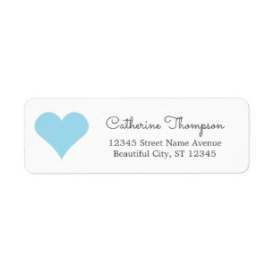 Simple Modern Blue Aqua Heart Girly Script Name Return Address Label