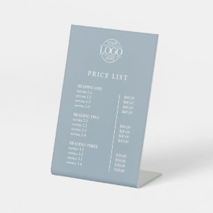 Simple Modern Blue Business Logo Menu Price List Pedestal Sign
