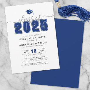 Simple Modern Blue Graduation Party Invitation