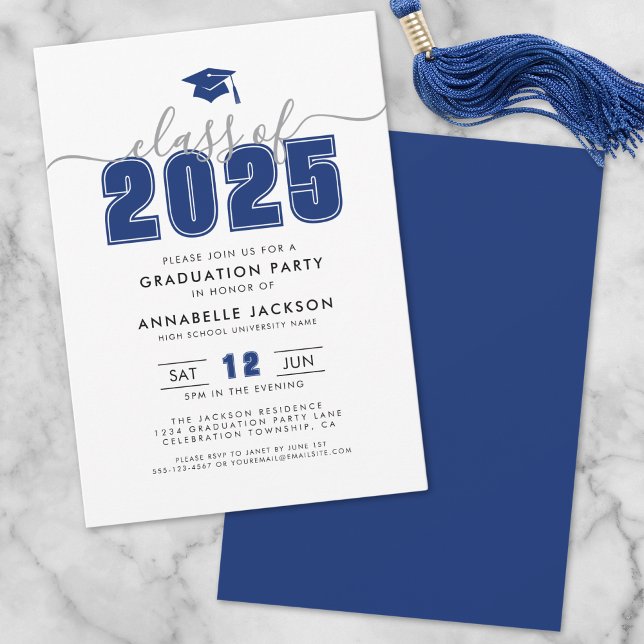 Simple Modern Blue Graduation Party Invitation (Simple Modern Blue Graduation Party Invitation)
