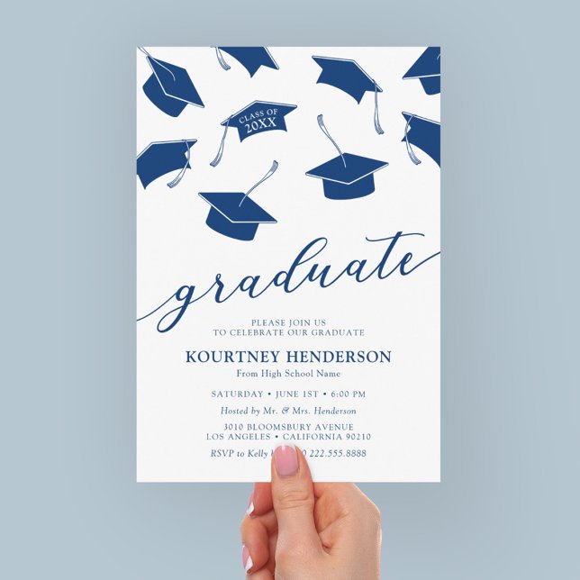 Simple Modern Blue Graduation Party Invitations (Creator Uploaded)