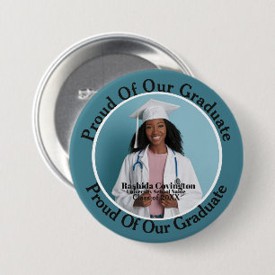 Simple Modern Blue Graduation Photo 7.5 Cm Round Badge