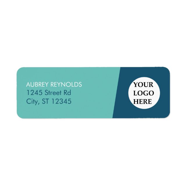 Simple Modern Blue Green Professional Address Return Address Label (Front)