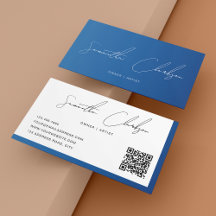 Simple Modern Blue Handwritten Script QR code