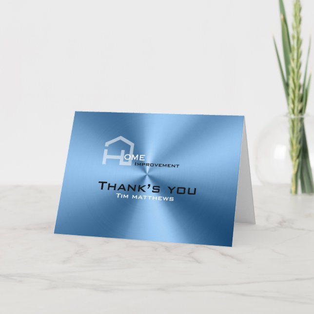 Simple modern blue minimalist  thank you card (Front)