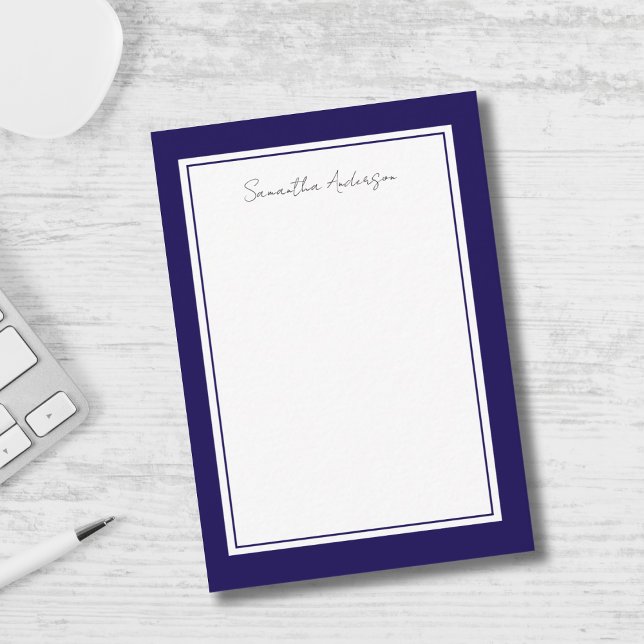 Simple Modern Blue Personalised Flat Note Card (Creator Uploaded)