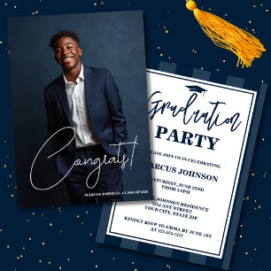 Simple Modern Blue Photo 2026 Graduation Party Invitation