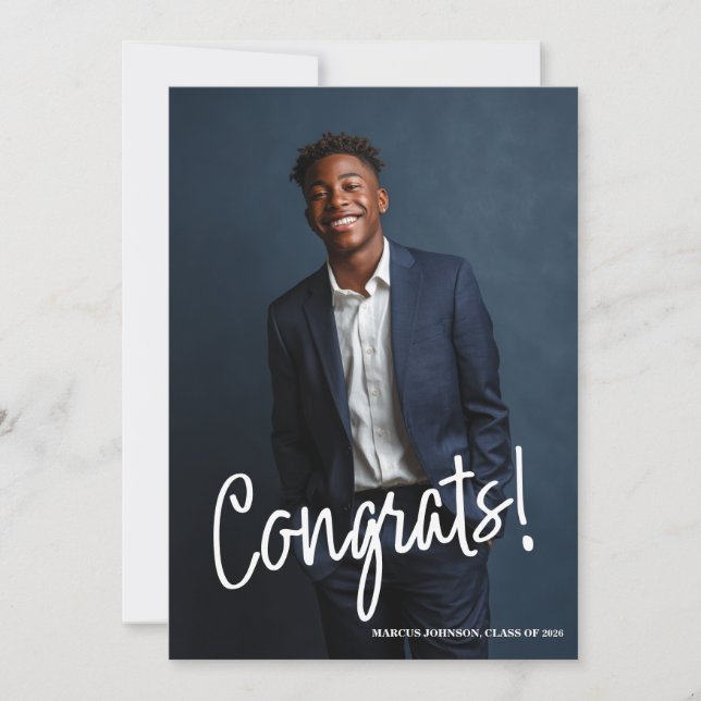 Simple Modern Blue Photo 2026 Graduation Party Invitation (Front)