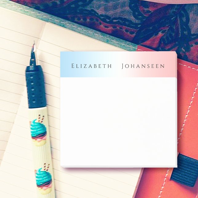 Simple Modern Blue Pink White Clean Gradient Name Post-it Notes (Creator Uploaded)
